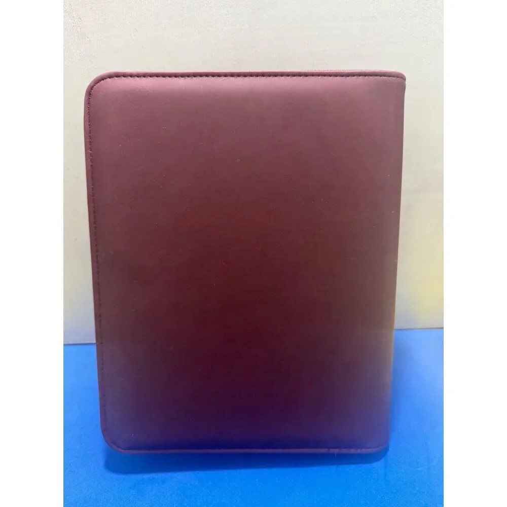 AT-A-GLANCE Burgundy Faux Leather Zippered 3-Ring Binder Organizer